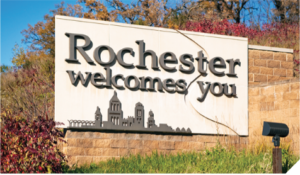 City of Rochester welcome sign