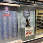 A permanent place displays winners of the 2024 Freedom Award, include the League of Minnesota Cities.