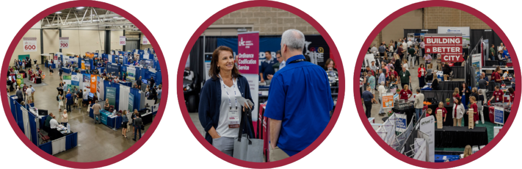 Collage shows drone images of the LMC Annual Conference Exhibit Hall