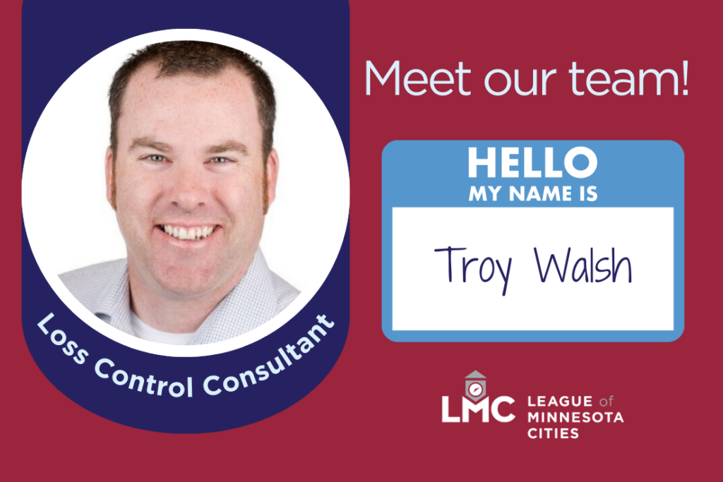 Troy Walsh's headshot is shown on a graphic that reads "Meet our team" and shares a nametag graphic that shares Troy's name